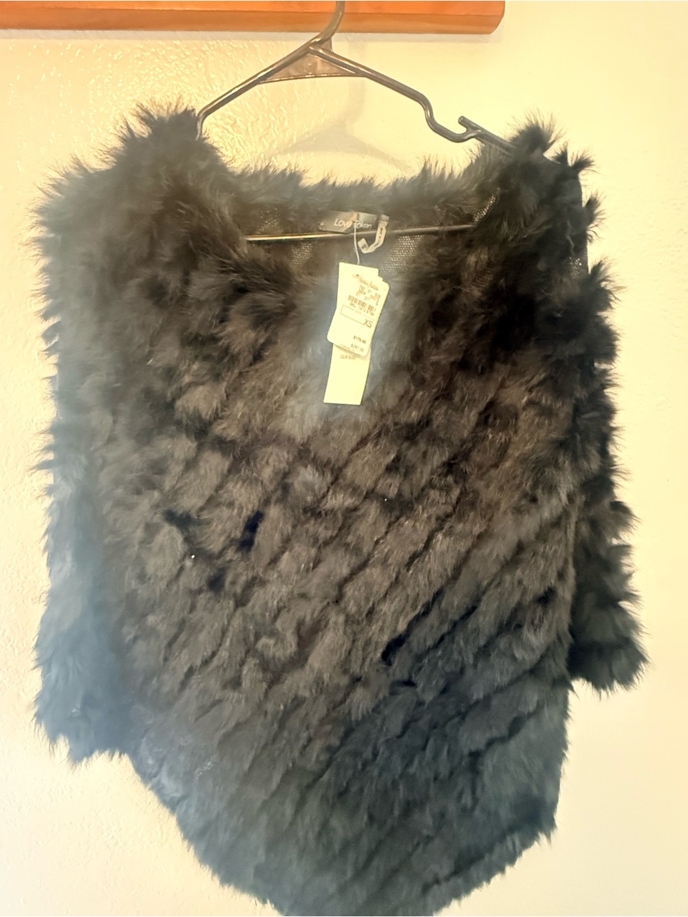 Love Token Black Faux Fur poncho